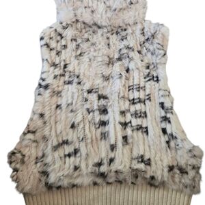 Patrizia Luca Milano Cream and Gray Rabbit Fur Vest Medium